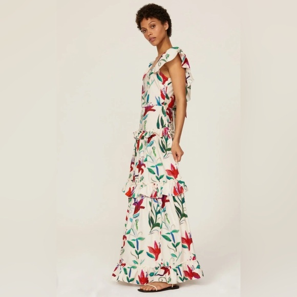 LA DoubleJ Red and Green Maxi Sundress with Flutter Sleeves - Picture 6 of 14